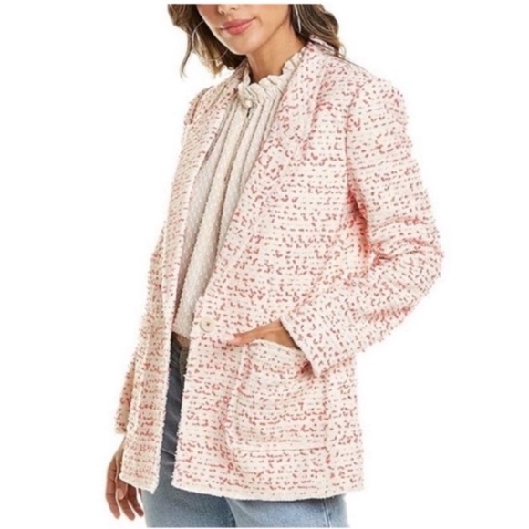 Rebecca Taylor Beckie Tweed Jacket Pink - Picture 2 of 9